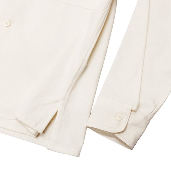 画像9: Nigel Cabourn（ナイジェル・ケーボン）OPEN COLLAR SHIRT（オープンカラーシャツ）"LINEN FLEECE" / Ivory（アイボリー）・Dark Navy（ダークネイビー） (9)