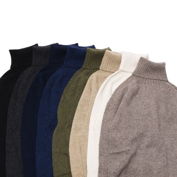 画像7: INVERALLAN（インバーアラン）Roll Neck Saddle Shoulder Sweater（ロールネックサドルショルダーセーター）"Geelong Lambswool" / Dark Natural（ダークナチュラル） (7)