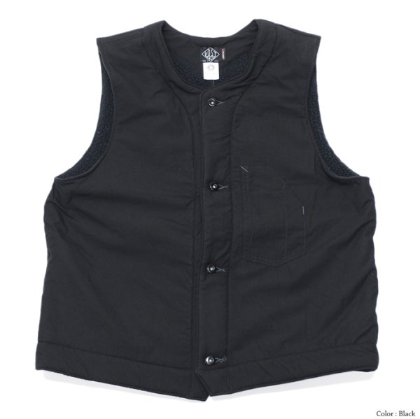 画像4: ＜30%OFF＞Post O'Alls（ポストオーバーオールズ）1 Pocket Vest（1ポケットベスト）"Cotton Typewriter Cloth×Polar Tech Sherpa" / Navy（ネイビー）・Black（ブラック） (4)