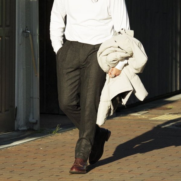 画像12: 『OUTLET』giabsarchivio（ジャブスアルキヴィオ）VIRGILIO（ヴィルジリオ）WASHABLE WOOL HERRINGBONE/Charcoal（チャコールグレー）※サイズ44のみ (12)