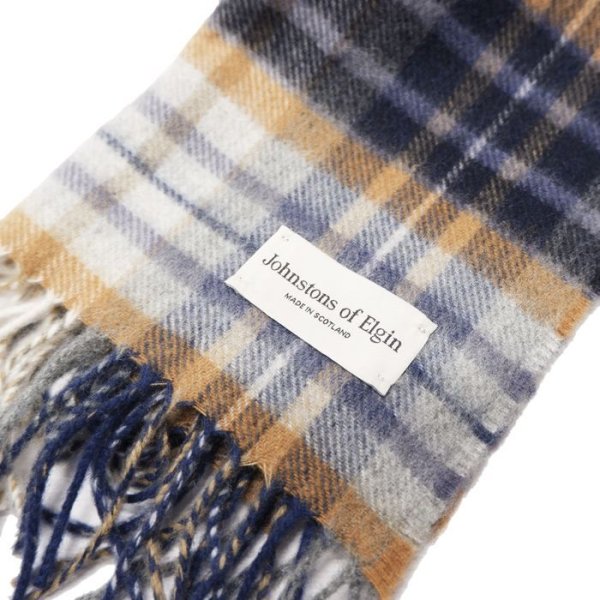 画像2: Johnstons of Elgin（ジョンストンズオブエルガン）ASYMMETRIC TARTAN CHECK SCARF（タータンチェックスカーフ）"Cashmere" / House Check（ハウスチェック） (2)