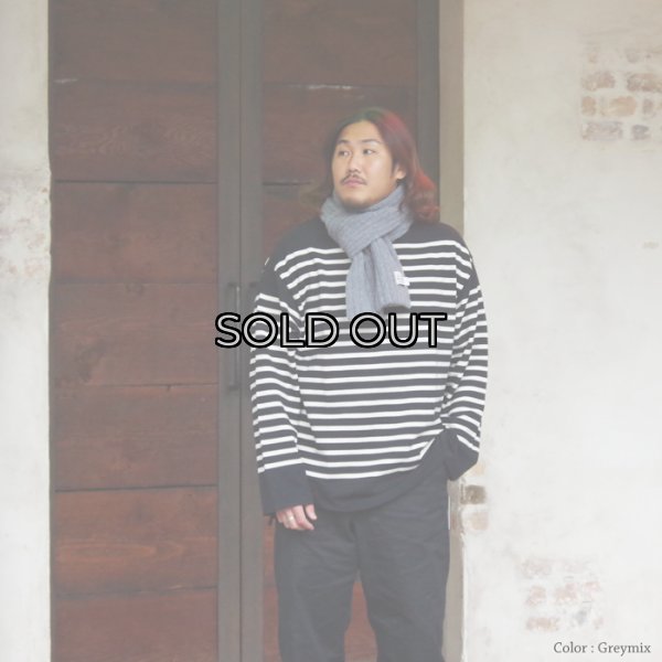 画像5: INVERALLAN(インバーアラン)Rib Knit Scarf(リブ編みマフラー)"Lambswool" / Navy(ネイビー)・Grey Mix(グレーミックス) (5)