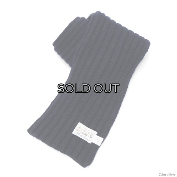 画像2: INVERALLAN(インバーアラン)Rib Knit Scarf(リブ編みマフラー)"Lambswool" / Navy(ネイビー)・Grey Mix(グレーミックス) (2)
