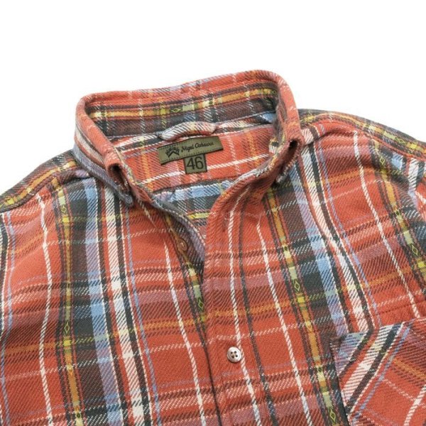 画像6: Nigel Cabourn（ナイジェル・ケーボン）BRITISH OFFICER'S SHIRT TYPE2（ブリティッシュオフィサーズシャツタイプ2）”FLANNEL CHECK" / Red（レッド）・Green（グリーン） (6)