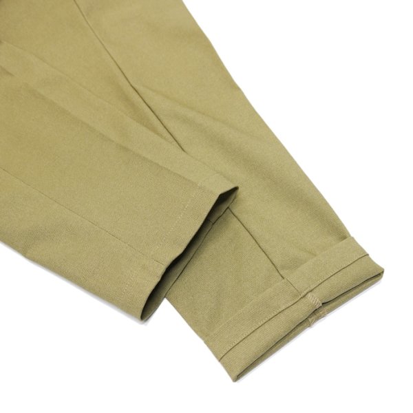 画像6: F.O.B FACTORY(エフオービーファクトリー)STA-PREST WIDE TROUSERS(ステイプレストワイドトラウザー)”TC VINTAGE STRETCH HOPSACK" / Khaki(カーキ)【裾上げ無料】 (6)