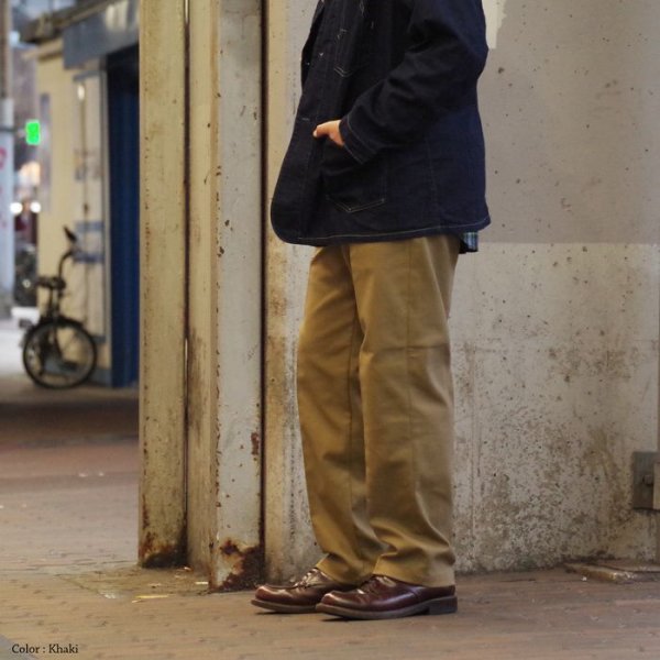 画像10: F.O.B FACTORY(エフオービーファクトリー)STA-PREST WIDE TROUSERS(ステイプレストワイドトラウザー)”TC VINTAGE STRETCH HOPSACK" / Khaki(カーキ)【裾上げ無料】 (10)