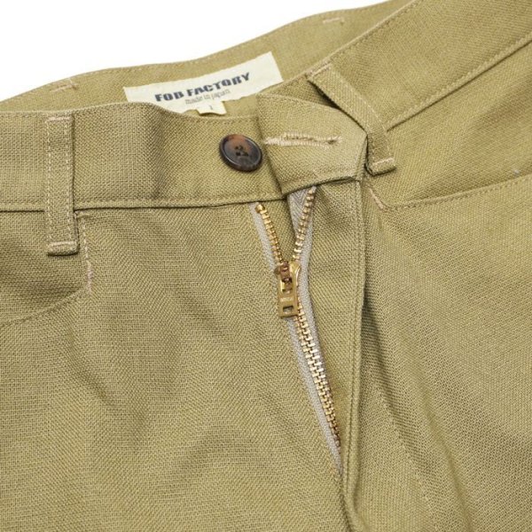 画像2: F.O.B FACTORY(エフオービーファクトリー)STA-PREST WIDE TROUSERS(ステイプレストワイドトラウザー)”TC VINTAGE STRETCH HOPSACK" / Khaki(カーキ)【裾上げ無料】 (2)