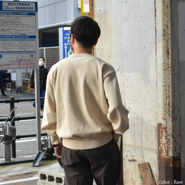 画像13: Yonetomi NEW BASIC(ヨネトミニューベーシック)RIGID SEA ISLAND COTTON PULLOVER(リジッドシーアイランドコットンプルオーバー)/Raw(キナリ)・Navy(ネイビー) (13)