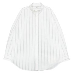 blurhms ROOTSTOCK（ブラームスルーツストック）Button-down Shirt（ボタンダウンシャツ）/White×Black Stripe（ホワイト×ブラックストライプ）※サイズ2(M)のみ