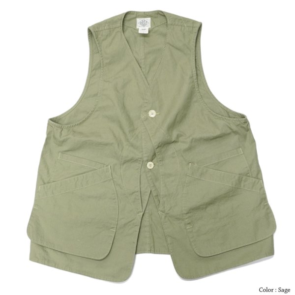 画像1: Post O'Alls（ポストオーバーオールズ）DEE Vest（ディー・ベスト）"Hemp Cotton Poplin" / Sage（セージ） (1)