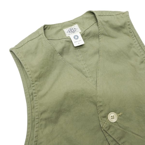 画像4: Post O'Alls（ポストオーバーオールズ）DEE Vest（ディー・ベスト）"Hemp Cotton Poplin" / Sage（セージ） (4)