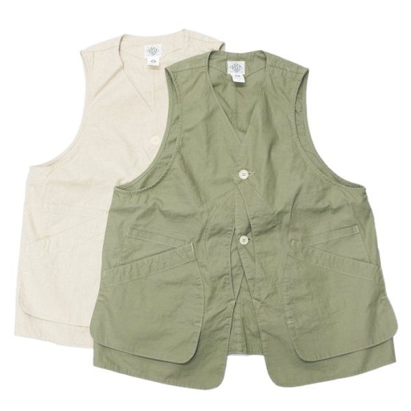 画像1: Post O'Alls（ポストオーバーオールズ）DEE Vest（ディー・ベスト）Hemp Cotton Poplin/Natural（ナチュラル）・Sage（セージ） (1)