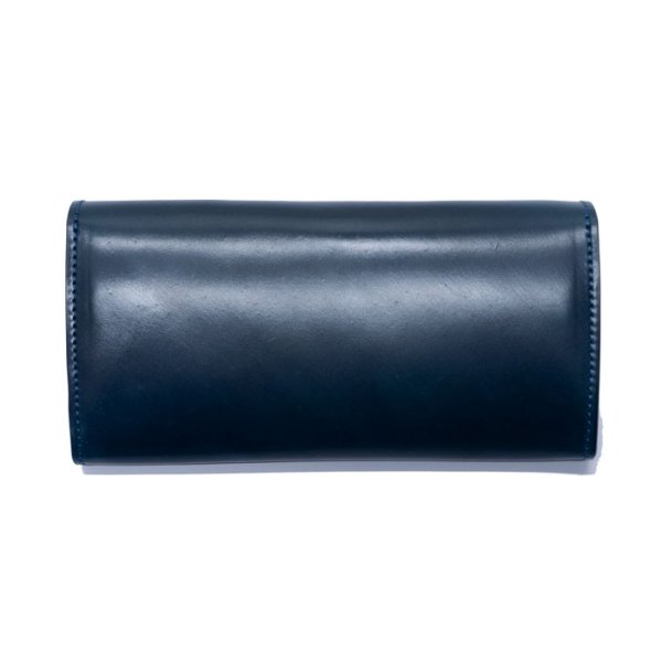 画像2: WILD SWANS(ワイルドスワンズ)WAVE(ウェイブ)ロングウォレット/ネイビー"シェルコードバン"×ブラック"イングリッシュブライドル" (2)