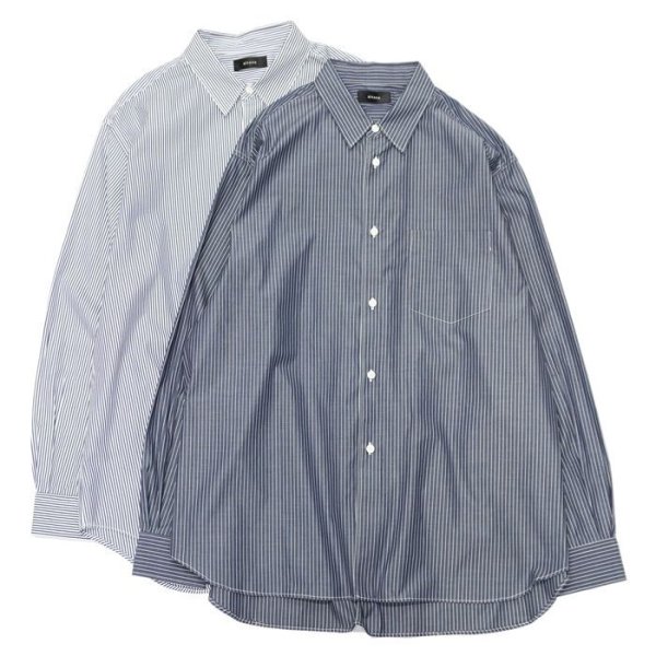 画像1: alvana（アルヴァナ）WIDE REGULAR SHIRTS（ワイドレギュラーシャツ）/ White Stripe（ホワイトストライプ）・Navy Stripe（ネイビーストライプ） (1)
