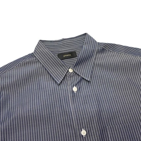 画像3: ＜40%OFF＞alvana（アルヴァナ）WIDE REGULAR SHIRTS（ワイドレギュラーシャツ）/ Navy Stripe（ネイビーストライプ）※サイズ4のみ (3)