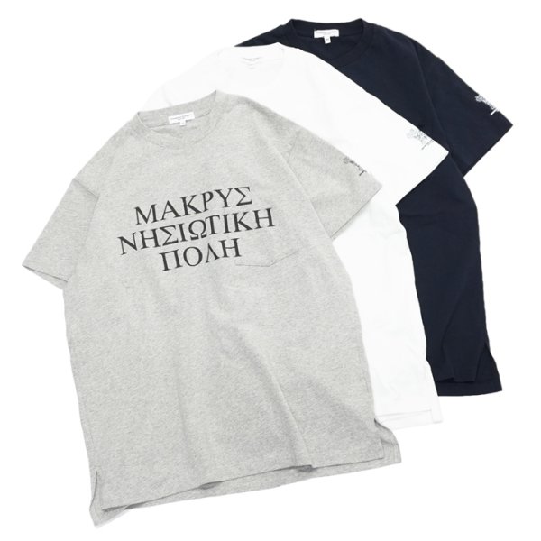 画像1: ENGINEERED GARMENTS（エンジニアードガーメンツ）Printed Cross Crew Neck T-Shirt（プリンテッドクロスクルーネックTシャツ）"LIC" / White（ホワイト）・Navy（ネイビー）・Grey（グレー） (1)
