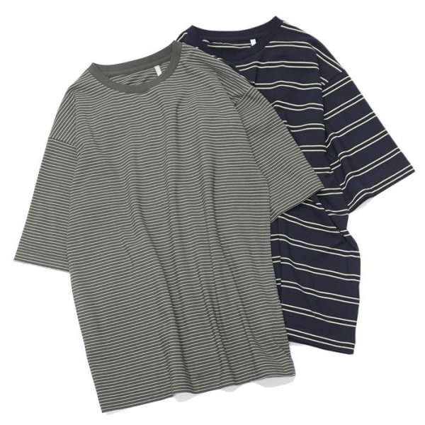 画像1: KAPTAIN SUNSHINE（キャプテンサンシャイン）Hard Twisted Border Jersey SS Tee（ハードツイステッドボーダージャージーショートスリーブTee）HARD TWISTED COTTON BORDER JERSEY/Navy Border（ネイビーボーダー）・Ink Black Border（インクブラックボーダー） (1)