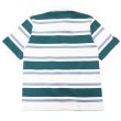 画像2: BARBARIAN（バーバリアン）Light Weight Rugby Collar Shirt S/S（ライトウェイト ラグビーカラーシャツS/S）”3COLOUR STRIPES" / Teal×White×Columbia（ティール×ホワイト×コロンビア） (2)
