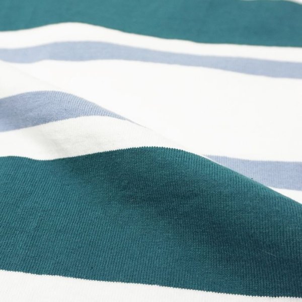 画像7: BARBARIAN(バーバリアン)Light Weight Rugby Collar Shirt S/S(ライトウェイト ラグビーカラーシャツS/S)”3COLOUR STRIPES" / Teal×White×Columbia(ティール×ホワイト×コロンビア) (7)