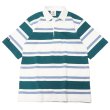 画像1: BARBARIAN（バーバリアン）Light Weight Rugby Collar Shirt S/S（ライトウェイト ラグビーカラーシャツS/S）”3COLOUR STRIPES" / Teal×White×Columbia（ティール×ホワイト×コロンビア） (1)