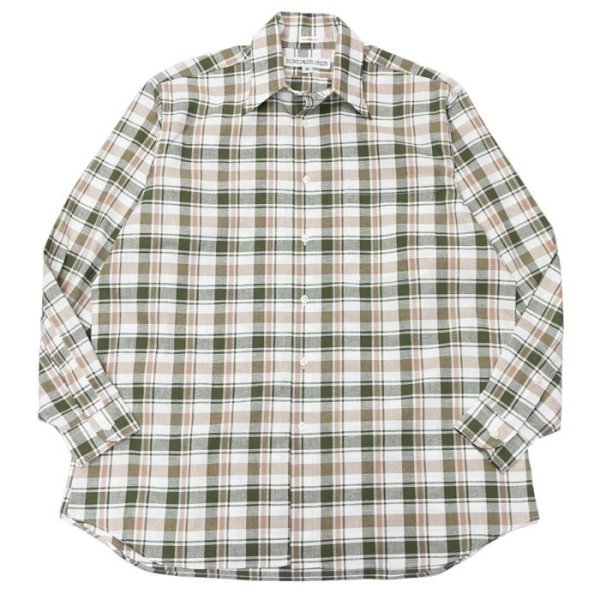 画像1: INDIVIDUALIZED SHIRTS（インディビジュアライズドシャツ）CABANA SHIRT（カバナシャツ）"COTTON LINEN"/Green Plaid（グリーン系チェック） (1)