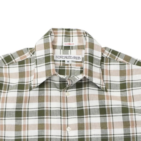 画像3: INDIVIDUALIZED SHIRTS（インディビジュアライズドシャツ）CABANA SHIRT（カバナシャツ）"COTTON LINEN" / Green Plaid（グリーン系チェック） (3)