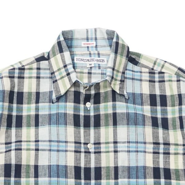 画像3: INDIVIDUALIZED SHIRTS（インディビジュアライズドシャツ）CABANA SHIRT（カバナシャツ）"COTTON LINEN" / Navy Plaid（ネイビー系チェック） (3)