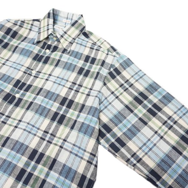 画像5: INDIVIDUALIZED SHIRTS（インディビジュアライズドシャツ）CABANA SHIRT（カバナシャツ）"COTTON LINEN" / Navy Plaid（ネイビー系チェック） (5)