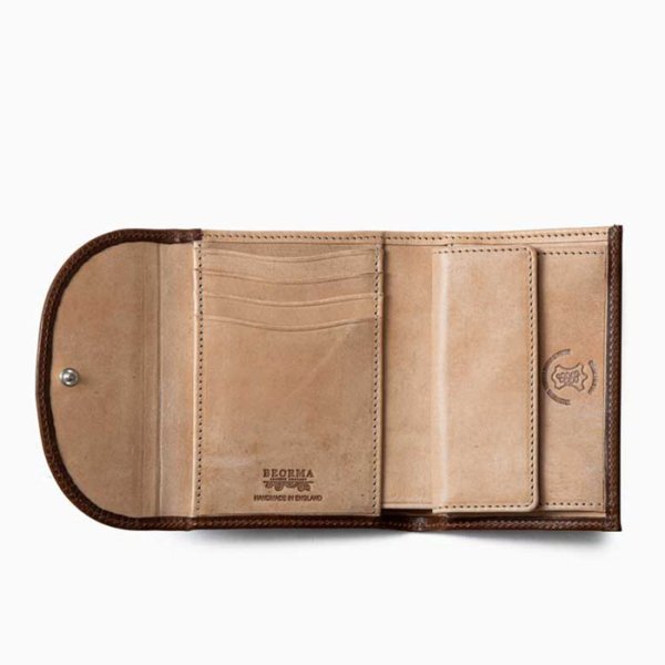 画像2: BEORMA(ベオーマ)3 FOLD WALLET(3つ折りウォレット)"VINTAGE BRIDLE LEATHER"/Conker×Natural(ブラウン×ナチュラル) (2)