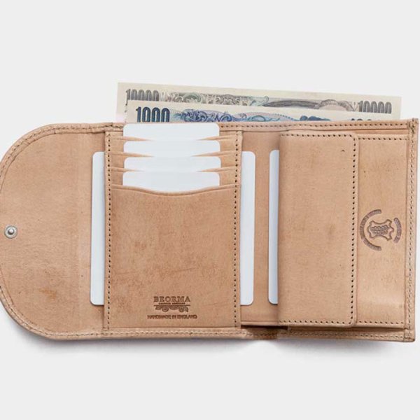 画像3: BEORMA(ベオーマ)3 FOLD WALLET(3つ折りウォレット)"VINTAGE BRIDLE LEATHER"/Conker×Natural(ブラウン×ナチュラル) (3)