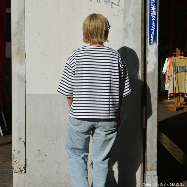 画像8: SAINT JAMES(セントジェームス)TEE LOOSE(五分袖ドロップショルダー)"Women” / NOIR(ブラック) (8)