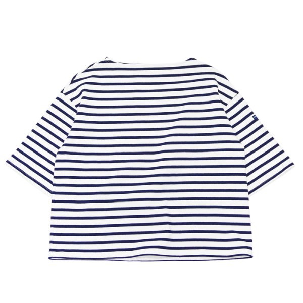 画像1: SAINT JAMES（セントジェームス）TEE LOOSE（五分袖ドロップショルダー）"Women” / NEIGE×MARINE（ホワイト×マリン） (1)