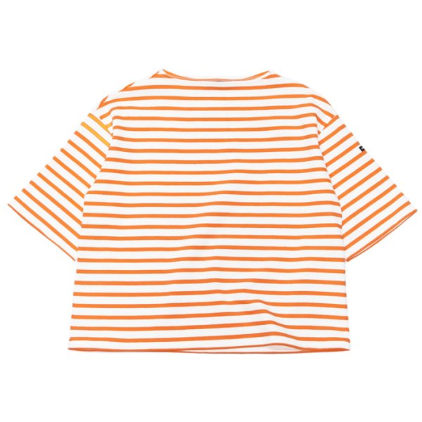 画像1: SAINT JAMES（セントジェームス）TEE LOOSE（五分袖ドロップショルダー）"Women” / NEIGE×ORANGE FLUO（ホワイト×ネオンオレンジ） (1)