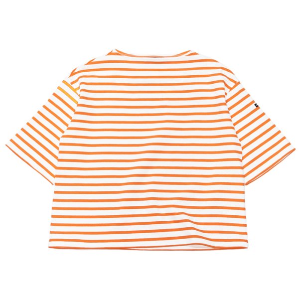 画像1: SAINT JAMES（セントジェームス）TEE LOOSE（五分袖ドロップショルダー）/NEIGE×ORANGE FLUO（ホワイト×ネオンオレンジ） (1)