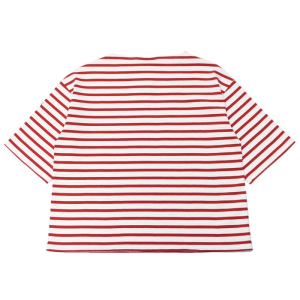 画像2: SAINT JAMES(セントジェームス)TEE LOOSE(五分袖ドロップショルダー)"Women” / NEIGE×TULIPE(ホワイト×レッド)※T3サイズのみ (2)