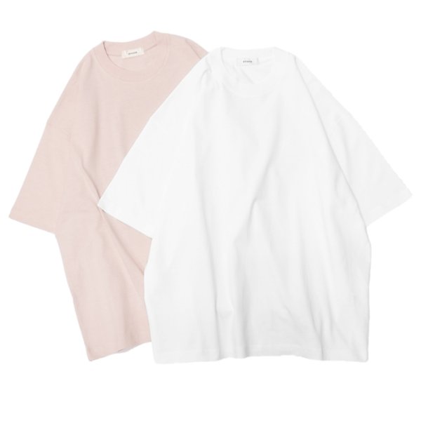 画像1: alvana（アルヴァナ）空紡 SHORT SLEEVE TEE SHIRTS（空紡ショートスリーブTシャツ）/White（ホワイト）・Leaf Pink（リーフピンク） (1)