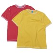 画像1: Good On（グッドオン）80's Ringer Tee（80'sリンガーTシャツ）"Reactive Dye"/Old Gold（オールドゴールド）・Flamingo（フラミンゴ） (1)