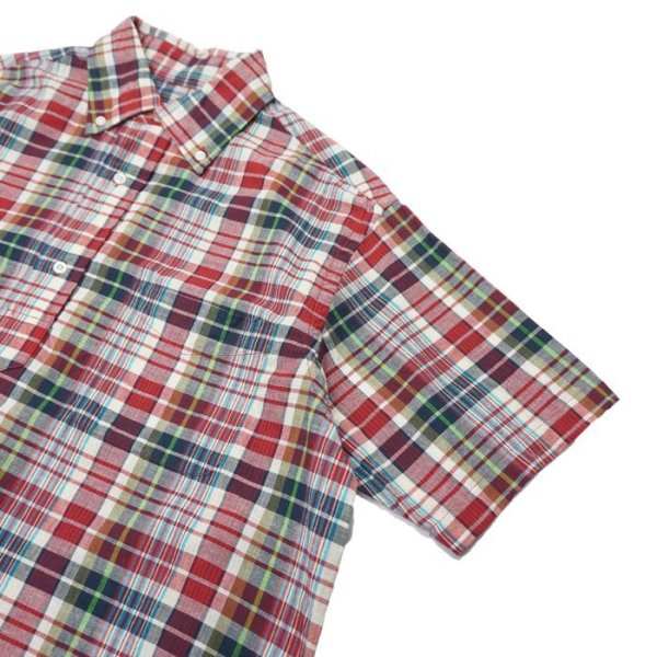 画像4: 『OUTLET』SERO（セロ）Short Sleeve Pullover B.D Shirt（ショートスリーブプルオーバーボタンダウンシャツ）Madras Check/Red（レッド） (4)