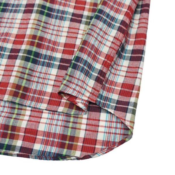 画像5: 『OUTLET』SERO（セロ）Short Sleeve Pullover B.D Shirt（ショートスリーブプルオーバーボタンダウンシャツ）Madras Check/Red（レッド） (5)