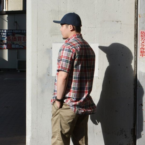 画像9: 『OUTLET』SERO（セロ）Short Sleeve Pullover B.D Shirt（ショートスリーブプルオーバーボタンダウンシャツ）Madras Check/Red（レッド） (9)