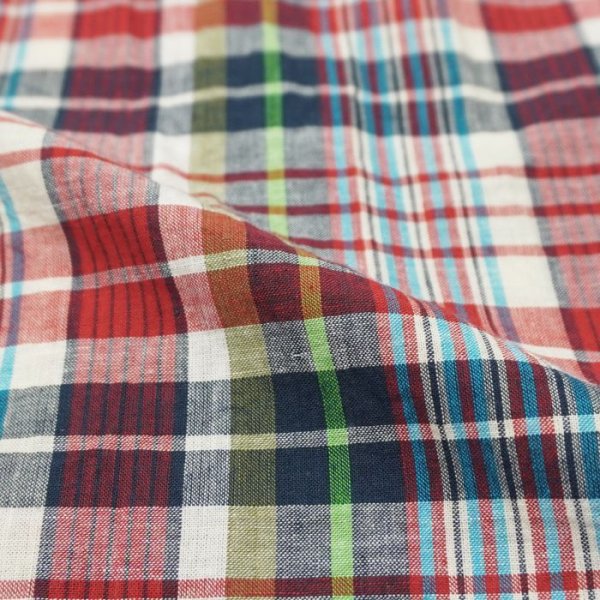 画像7: 『OUTLET』SERO（セロ）Short Sleeve Pullover B.D Shirt（ショートスリーブプルオーバーボタンダウンシャツ）Madras Check/Red（レッド） (7)