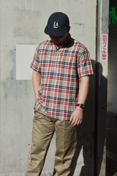 画像10: 『OUTLET』SERO（セロ）Short Sleeve Pullover B.D Shirt（ショートスリーブプルオーバーボタンダウンシャツ）Madras Check/Red（レッド） (10)
