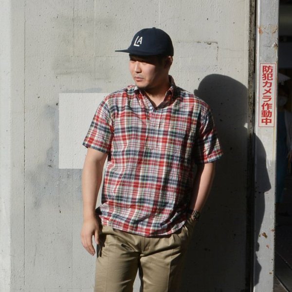 画像8: 『OUTLET』SERO（セロ）Short Sleeve Pullover B.D Shirt（ショートスリーブプルオーバーボタンダウンシャツ）Madras Check/Red（レッド） (8)