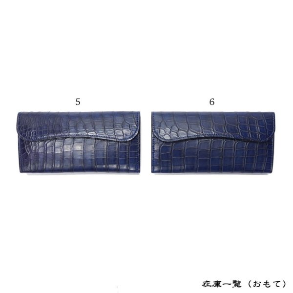 画像12: WILD SWANS(ワイルドスワンズ)WAVE(ウェイブ)ロングウォレット/藍染"クロコダイル"×ブラック"イングリッシュブライドル" (12)