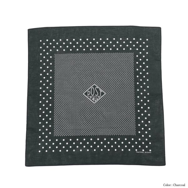 画像4: 【PointUp10%11/10迄】Post O'Alls(ポストオーバーオールズ)POST Bandana Hankie-original 1993 design-(ポスト・バンダナハンキー)Cotton Sheeting/Navy(ネイビー)・Charcoal(チャコールグレー)・White(ホワイト)※メール便発送可※ (4)