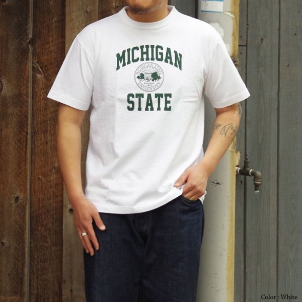 画像11: Champion(チャンピオン)"New" T1011 US Print T-Shirt(ティーテンイレブンUSプリントTシャツ)"MICHIGAN STATE・Made in USA" / White(ホワイト)・Moss Green(モスグリーン) (11)