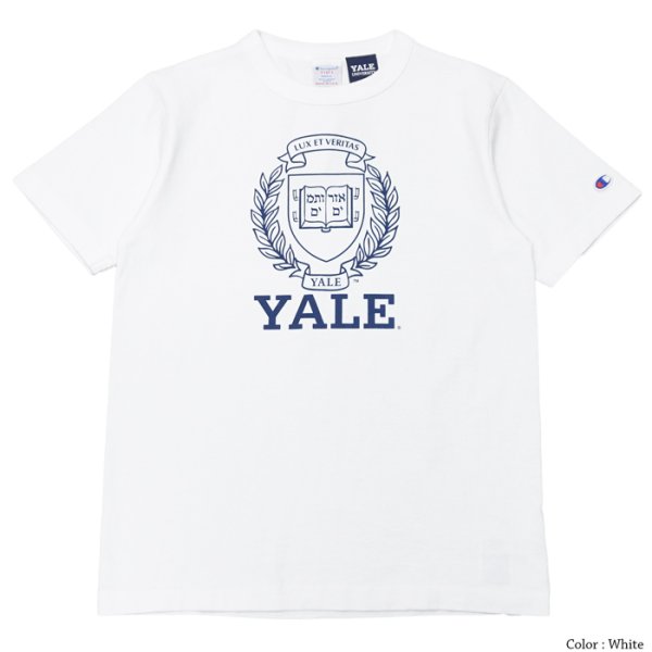 画像2: Champion（チャンピオン）T1011 US Print T-Shirt（ティーテンイレブンUSプリントTシャツ）"YALE・Made in USA" / White（ホワイト）・Navy（ネイビー） (2)