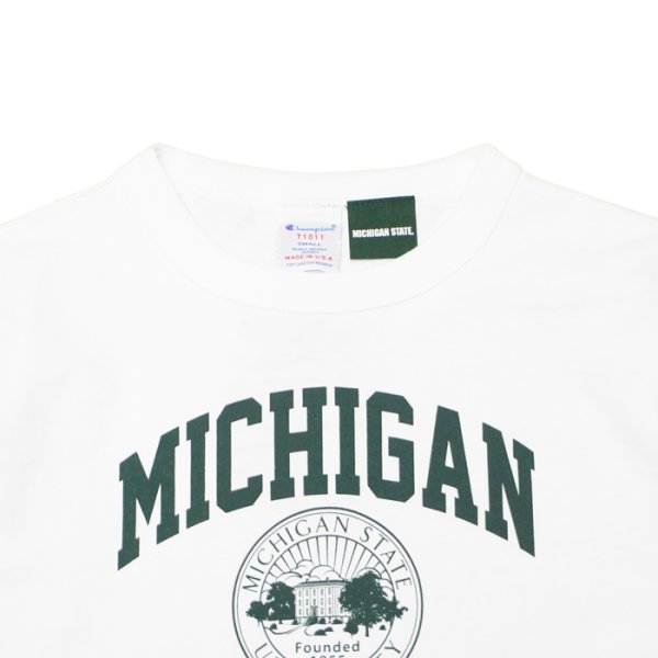 画像3: Champion（チャンピオン）T1011 US Print T-Shirt（ティーテンイレブンUSプリントTシャツ）"MICHIGAN STATE・Made in USA" / White（ホワイト）※Sサイズのみ (3)
