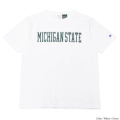 Champion（チャンピオン）T1011 US Print T-Shirt（ティーテンイレブンUSプリントTシャツ）"MICHIGAN STATE・Made in USA" / White×Green（ホワイト×グリーン）※Sサイズのみ