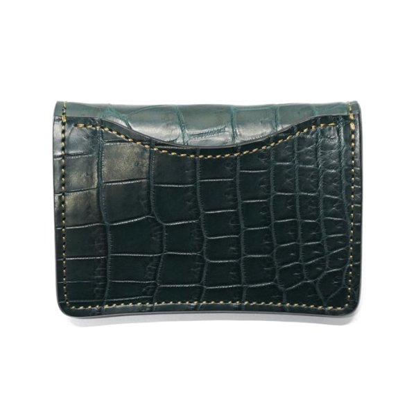 画像2: WILD SWANS(ワイルドスワンズ)TONGUE(タング)マルチコインケース/グリーン"クロコダイル"×ブラック"イングリッシュブライドル" (2)